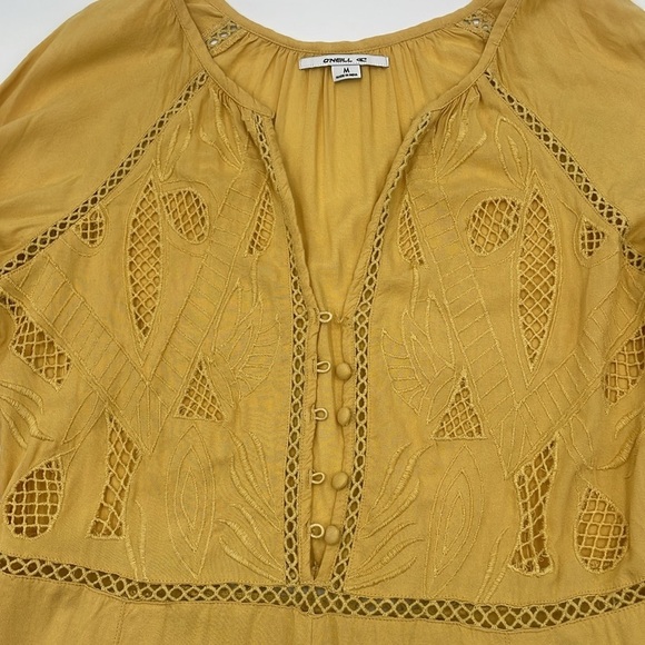 O’Neill Long Sleeve Ryana Romper Yellow Gold Mustard SZ M - Picture 3 of 7